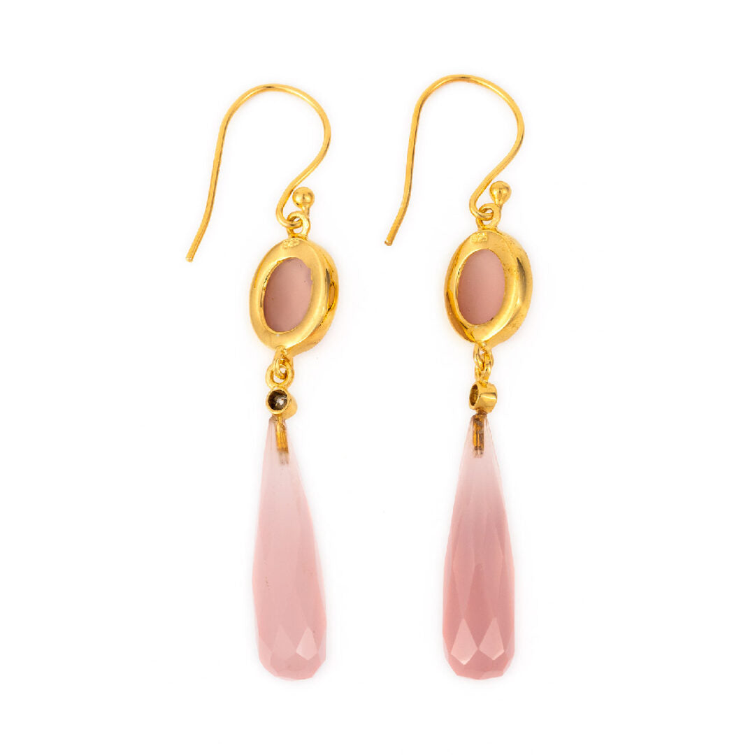 Roz Quartz Dangle Earrings - Sterling Silver and Gold Plated