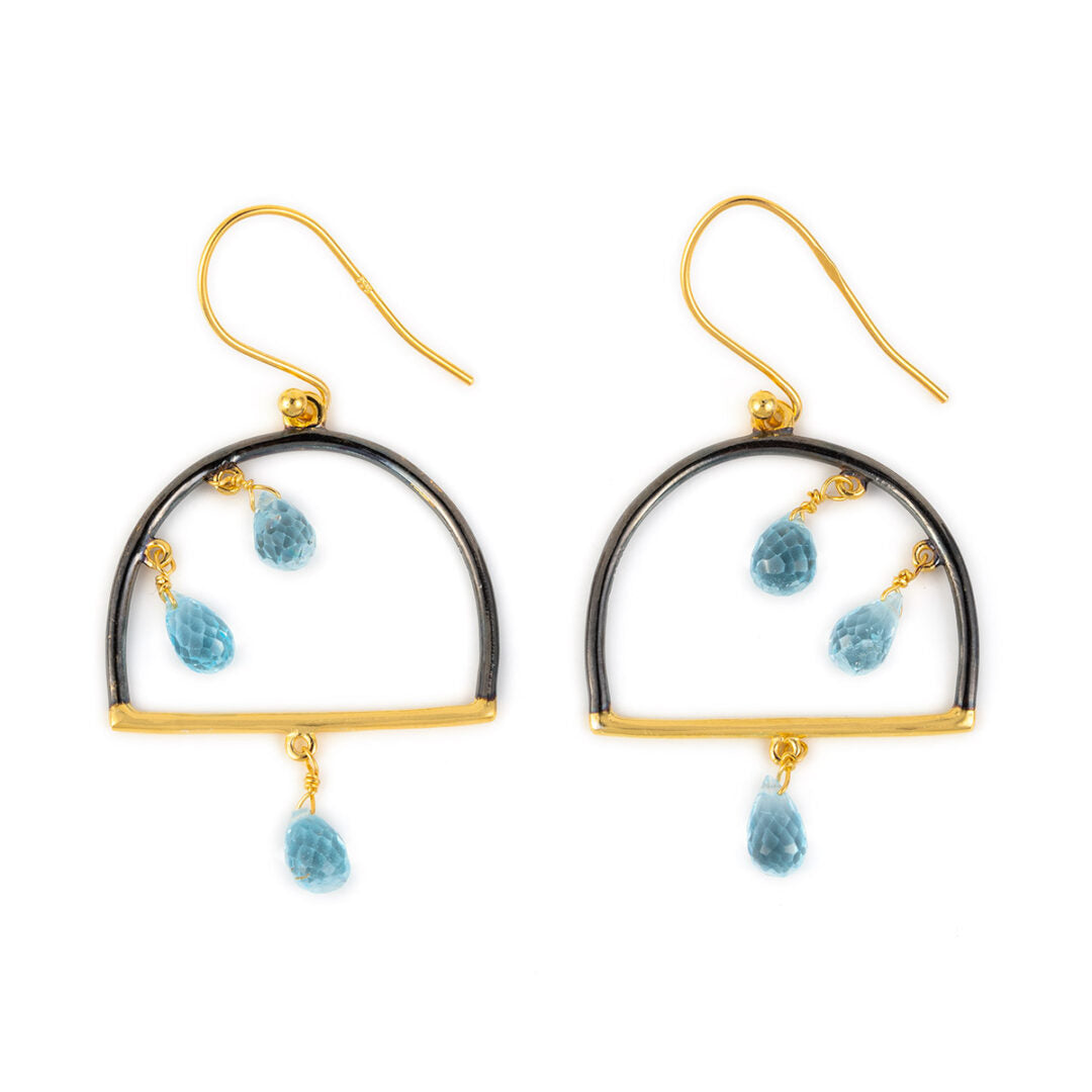 Blue Topaz Jingle bell Earrings