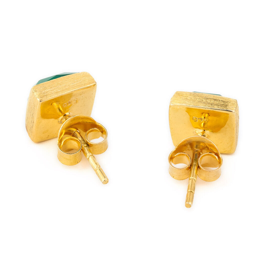 Green Doublet Chalcedony Stud Earrings