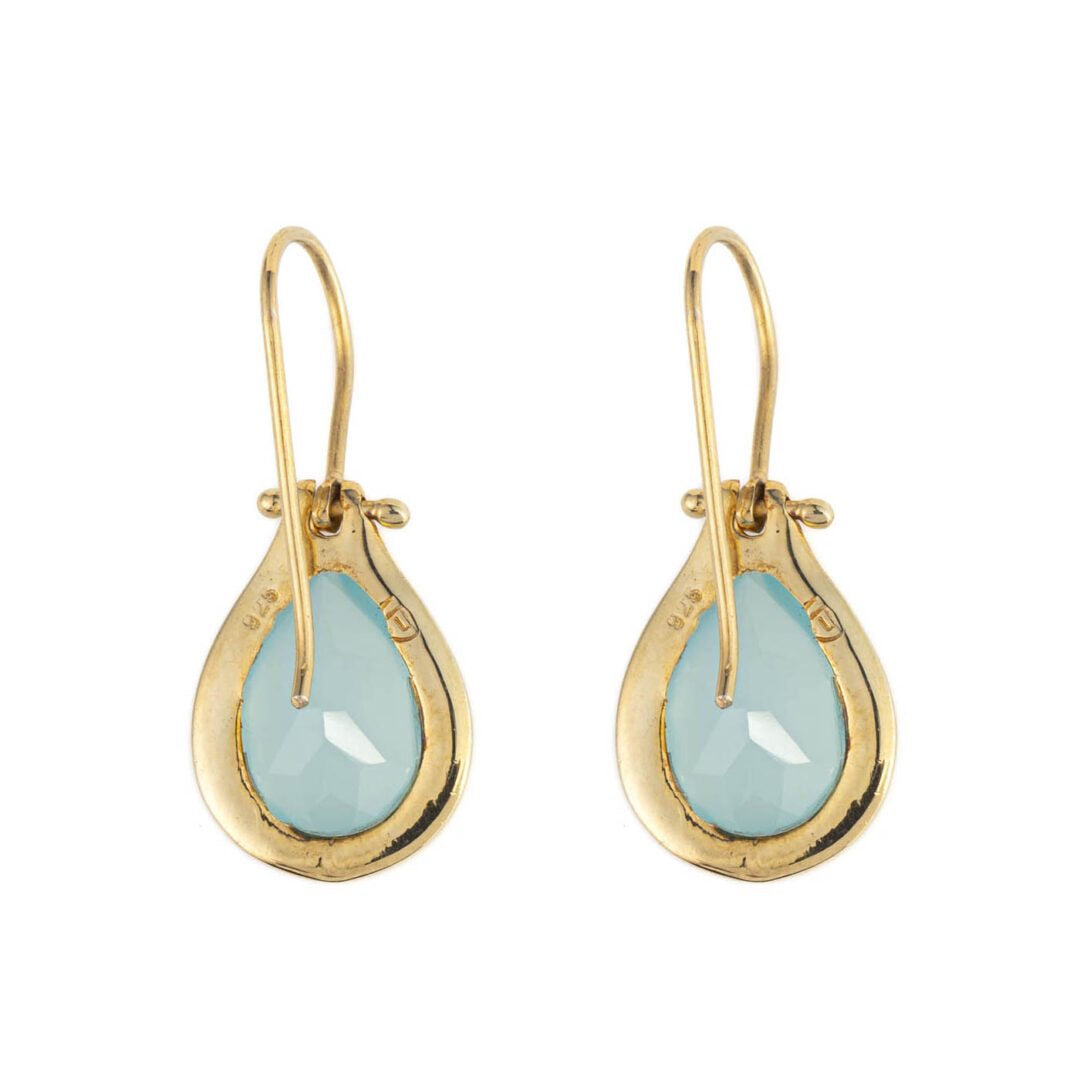 Σκουλαρίκια Δάκρυ Aqua Chalcedony – Ασήμι 925 Επιχρυσωμένο