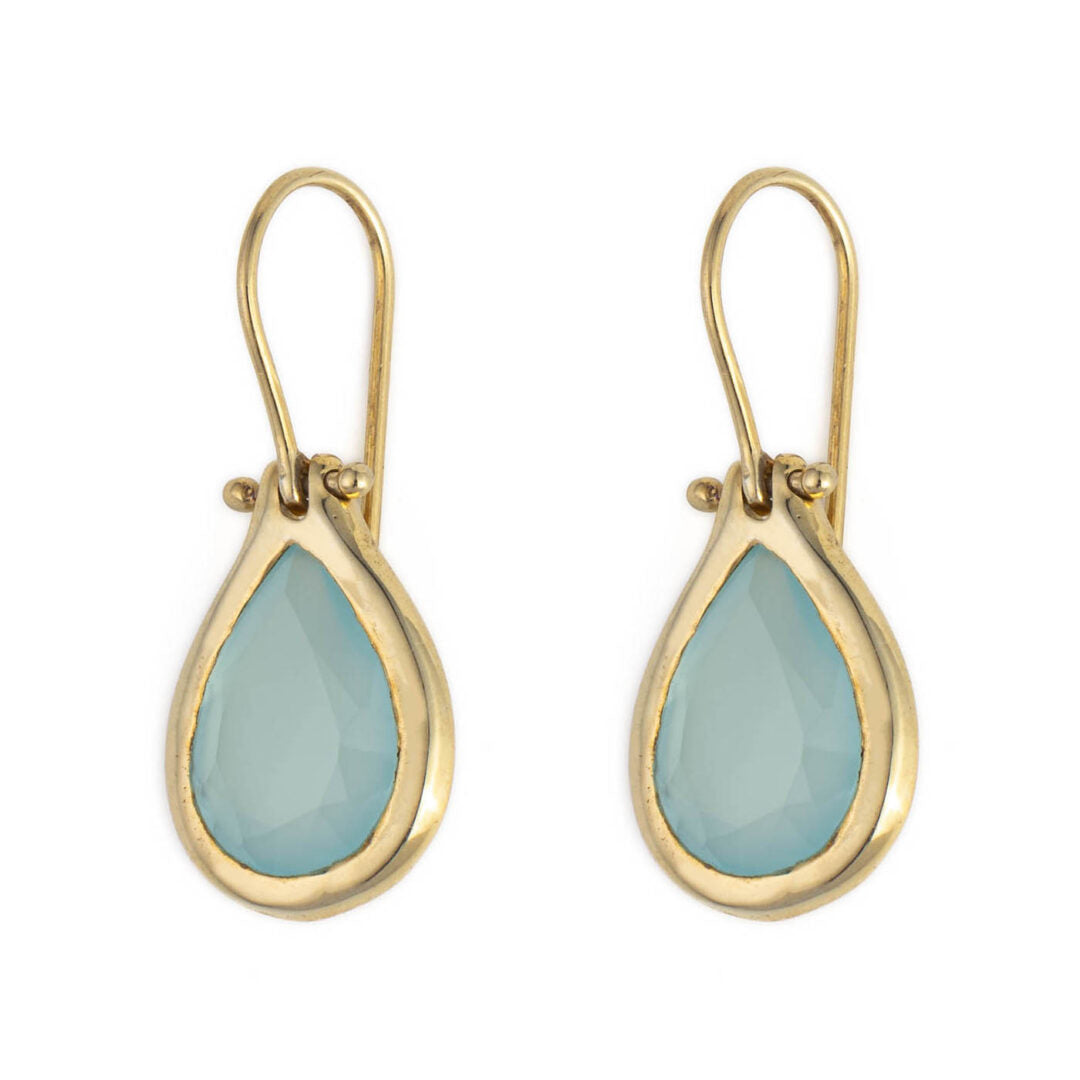 Σκουλαρίκια Δάκρυ Aqua Chalcedony – Ασήμι 925 Επιχρυσωμένο