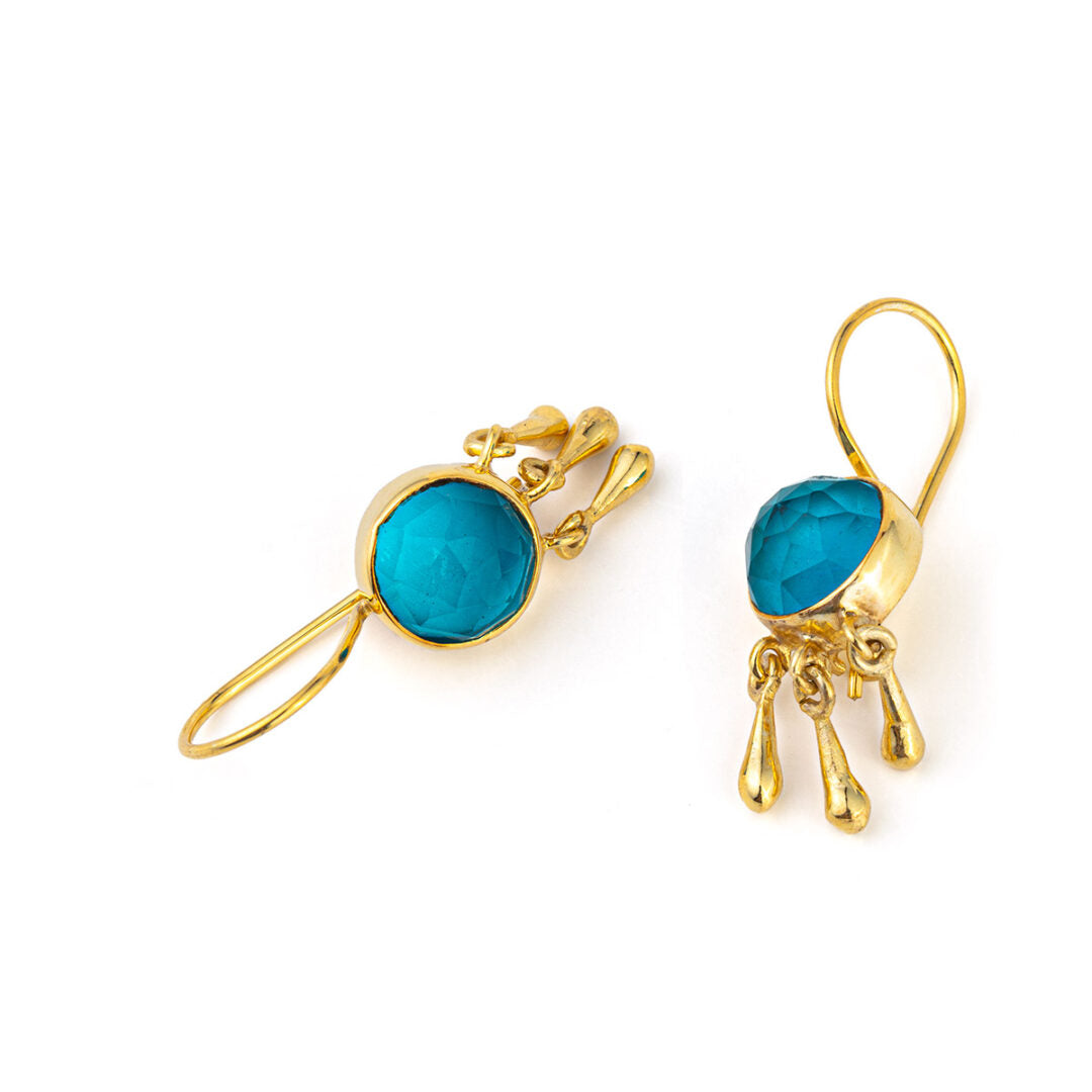 Pariba Dangle Earrings - 925 Sterling Silver and Gold Plated