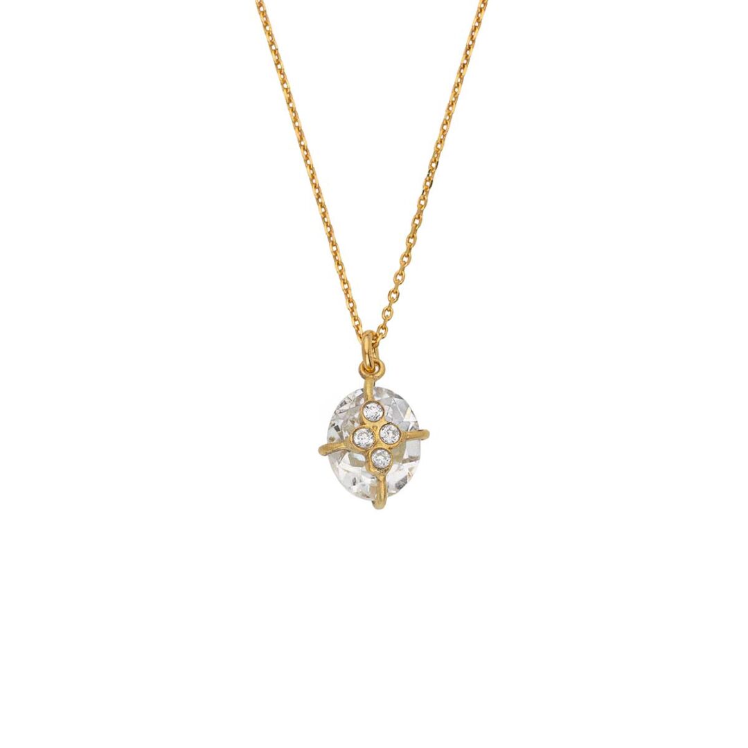 Circle Aquamarine Necklace in 925 Sterling Silver with 18K Gold Plating