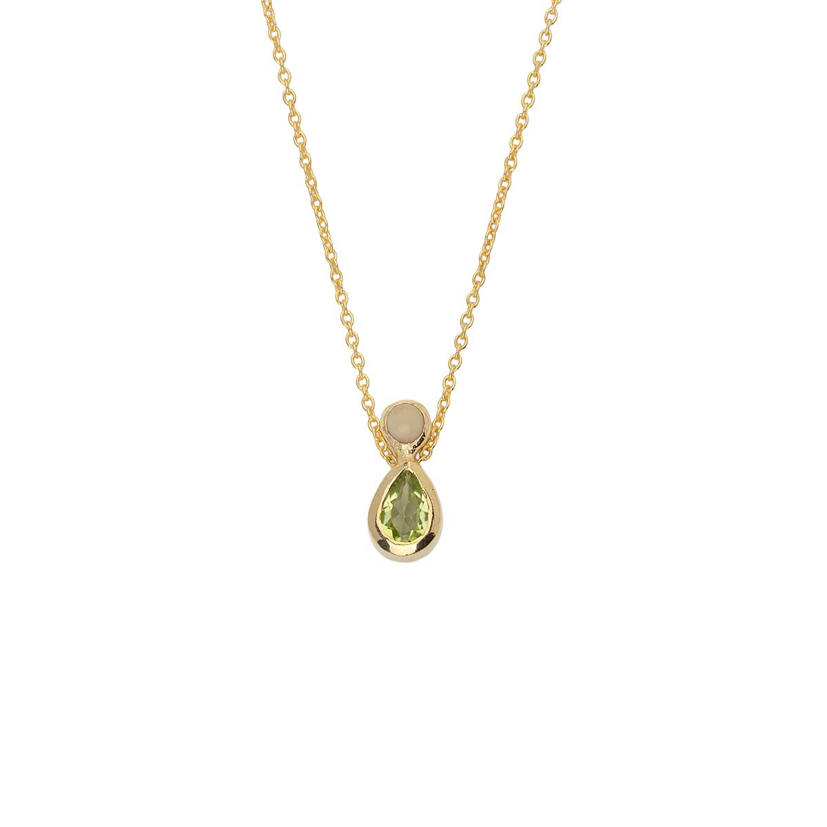 Gemstone Necklace in 925 Sterling Silver Gold Plated with Blue Topaz & Tourmaline