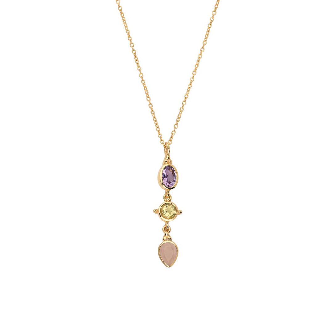 Gemstone Necklace in 925 Sterling Silver Gold Plated
