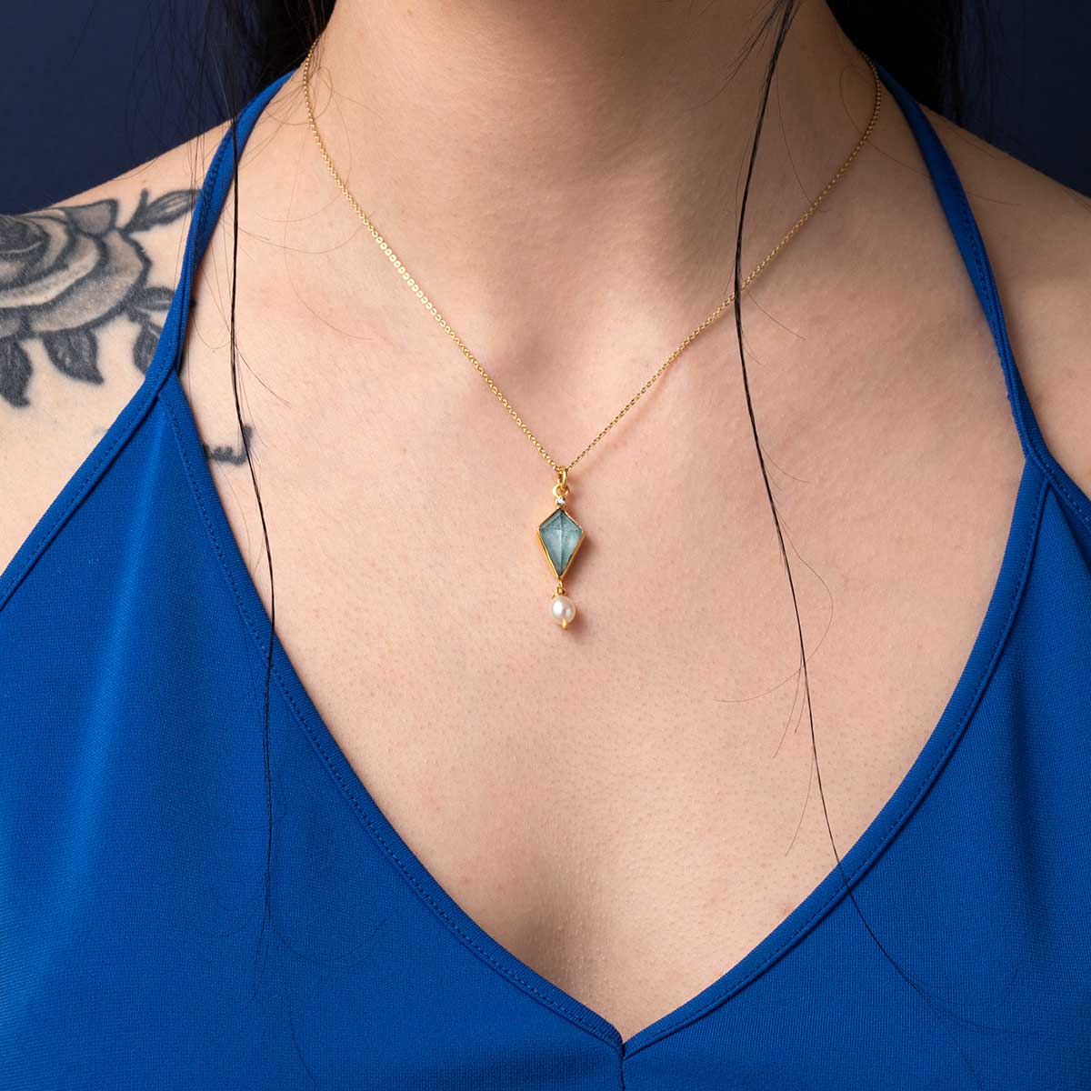 925 Sterling Silver and Gold Plated Amazonite Necklace