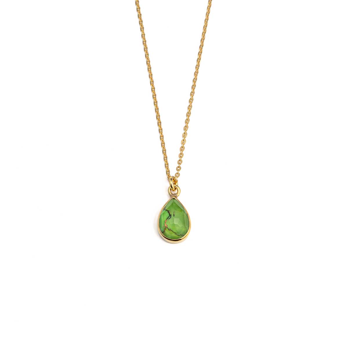 Κολιέ Σταγόνα με Green Copper – Επιχρυσωμένο Ασήμι 925