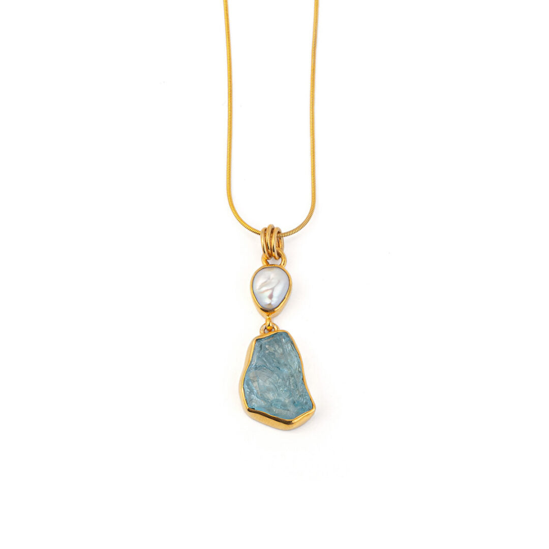 Blue topaz and Pearl Necklace