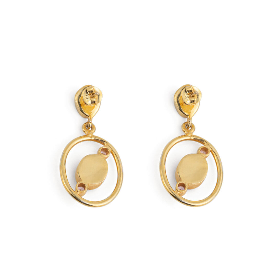 London Blue Topaz Circle Earrings with Zircon - 925 Sterling Silver and Gold Plated