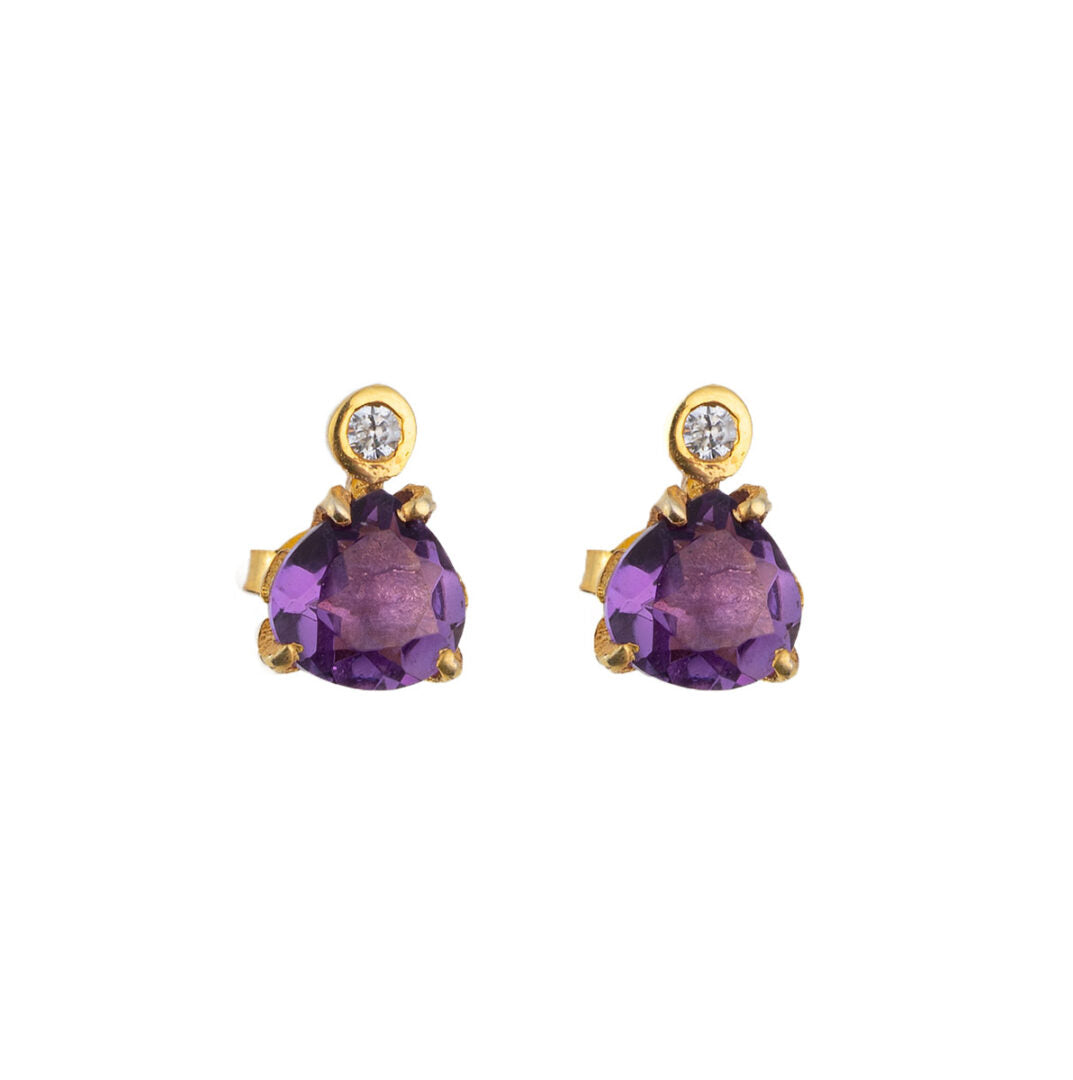 Amethyst Zircon Stud Earrings