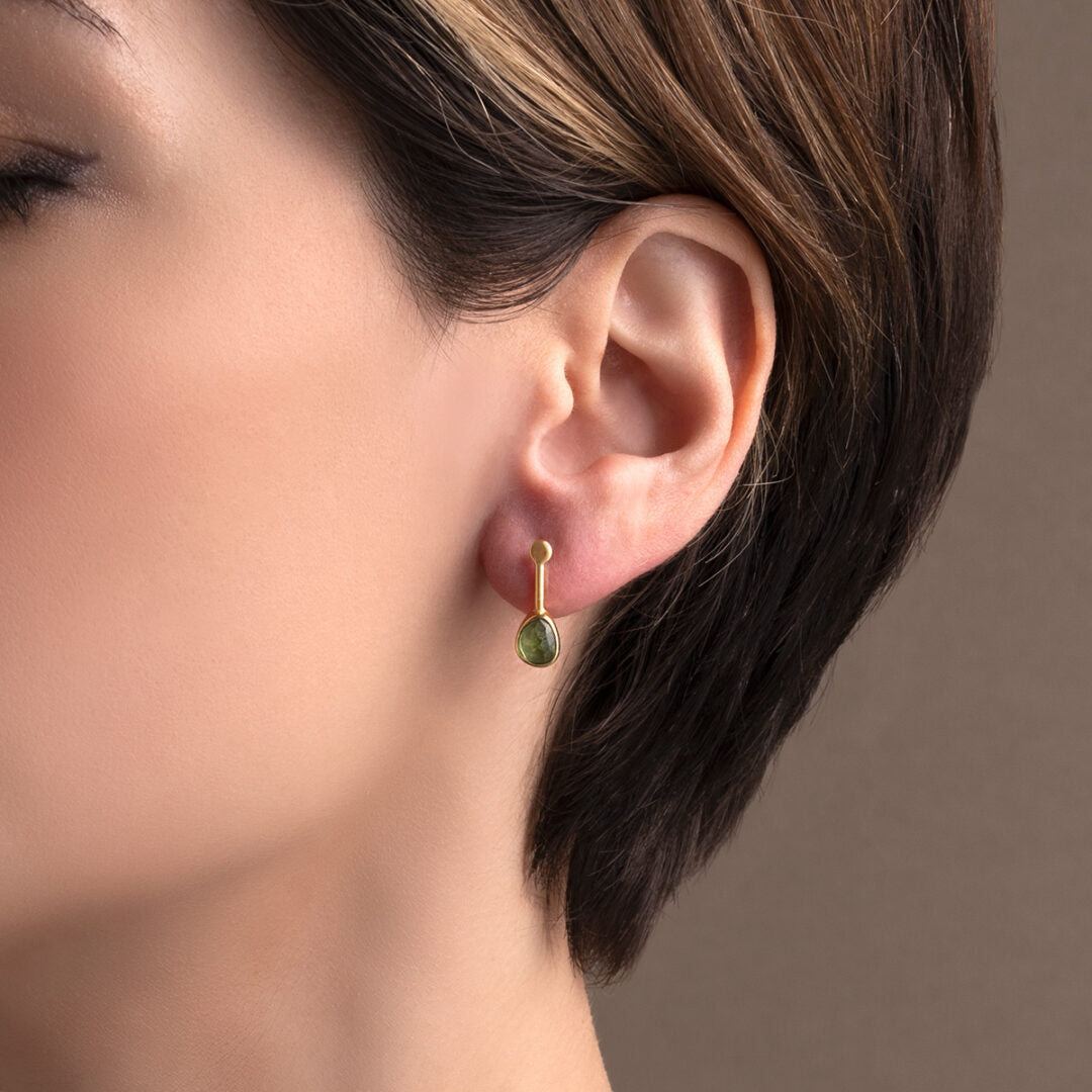 Peridot Drop Earrings - 925 Sterling Silver and Gold Plated