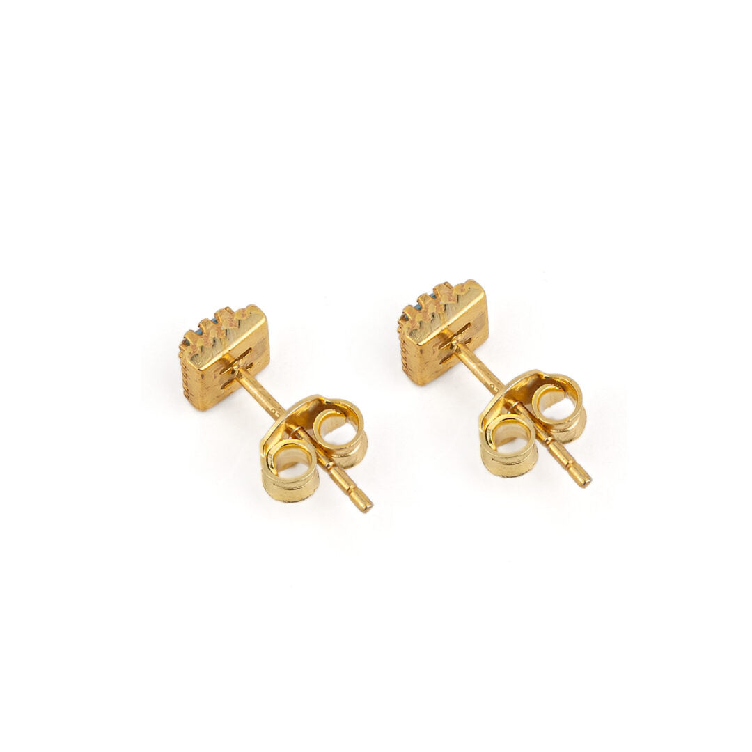 Blue Topaz Stud Earrings - 925 Sterling Silver and Gold Plated