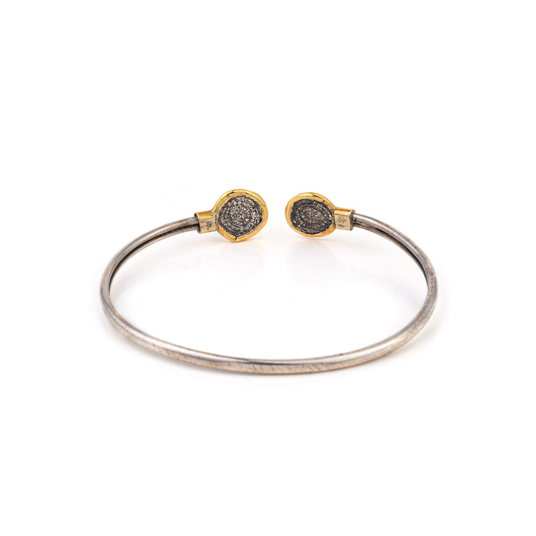 Bangle Βραχιόλι Δίσκος της Φαιστού - Ασήμι 925 και Χρυσό 14Κ