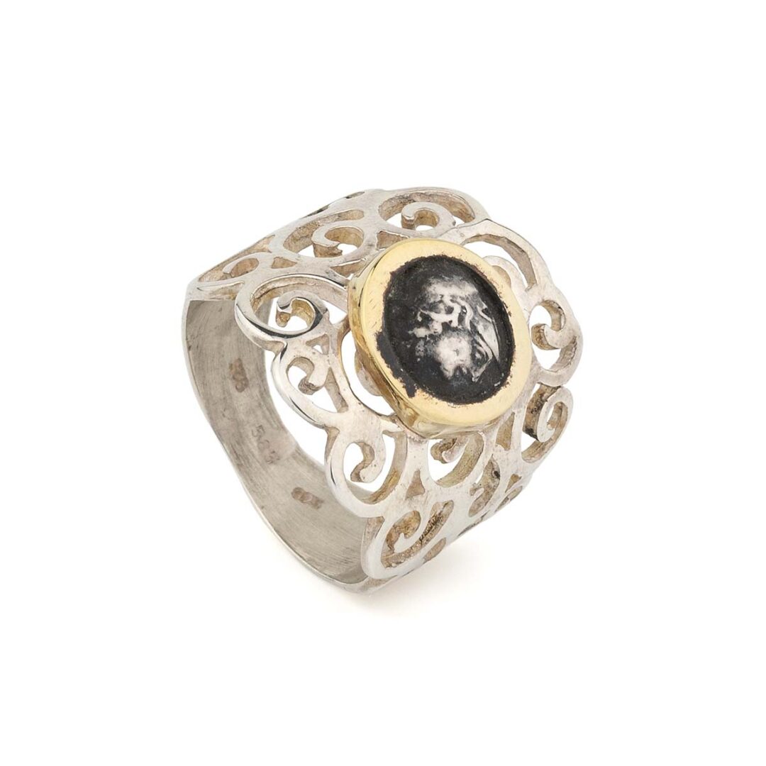 Goddess Athena Spiral Ring - 14K Gold and Sterling Silver