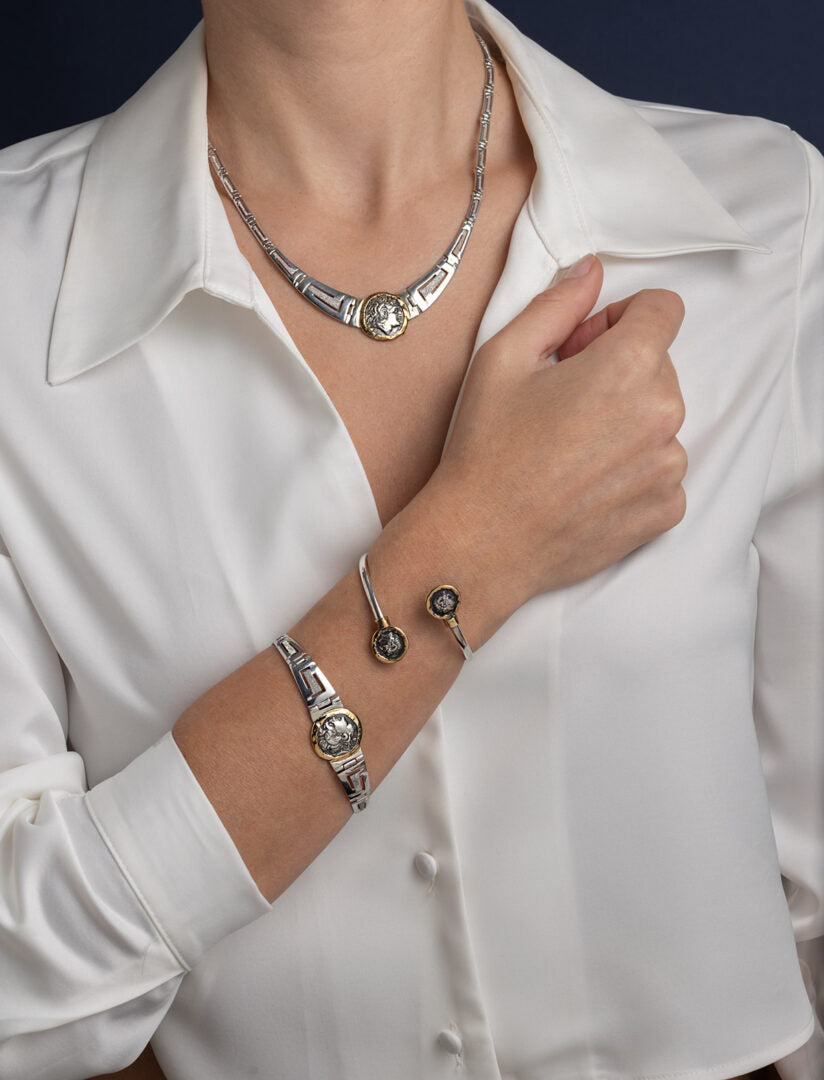 Alexander the Great Martile Necklace – 925 Sterling Silver and 14K Gold