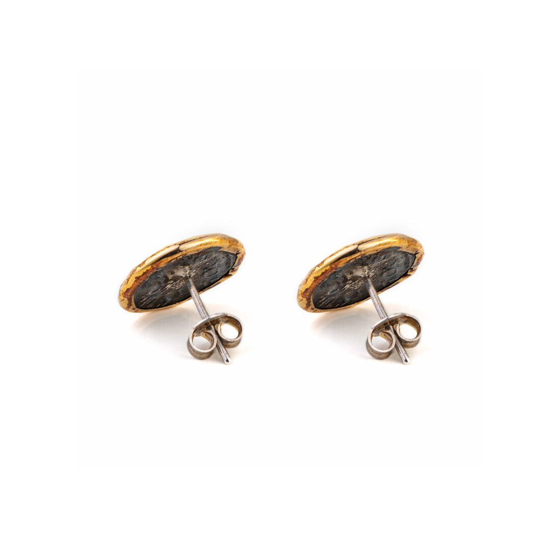 Athena Stud Earrings – 925 Sterling Silver and 14K Gold