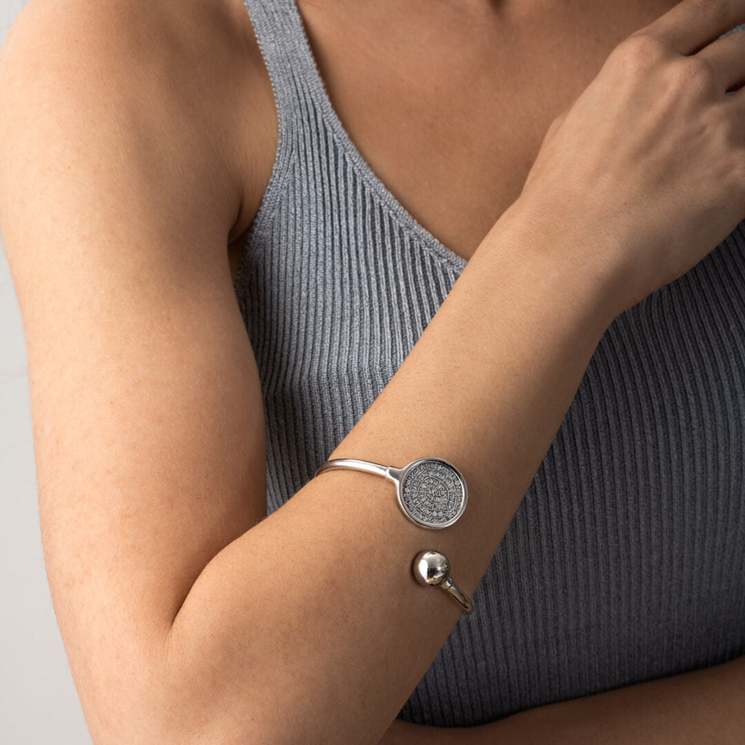 Phaistos Disc Hinge Bracelet in 925 Sterling Silver