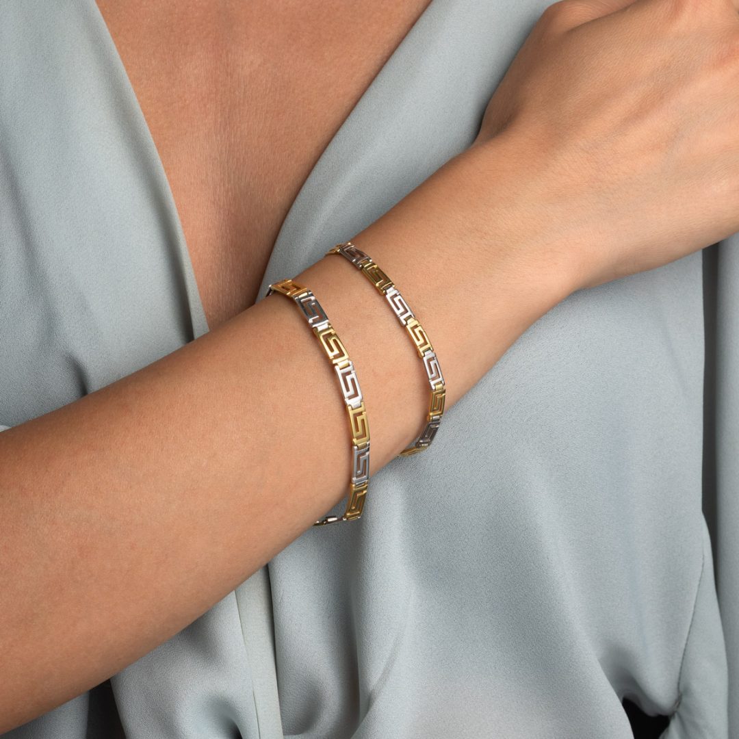 Two Tone Meander Bracelet in 925 Sterling Silver