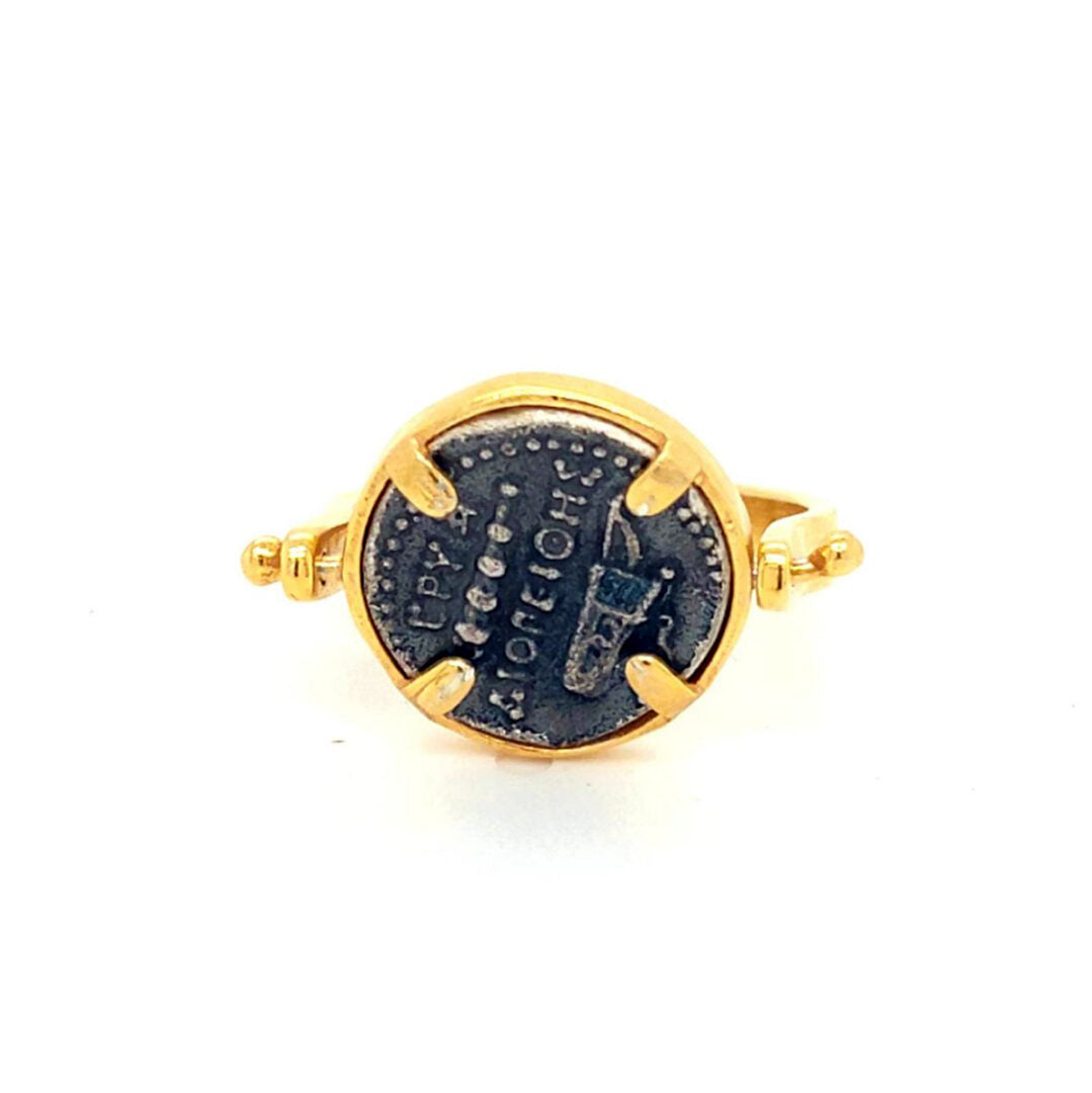 Hercules Swivel Flip Coin Ring – Sterling Silver Gold Plated