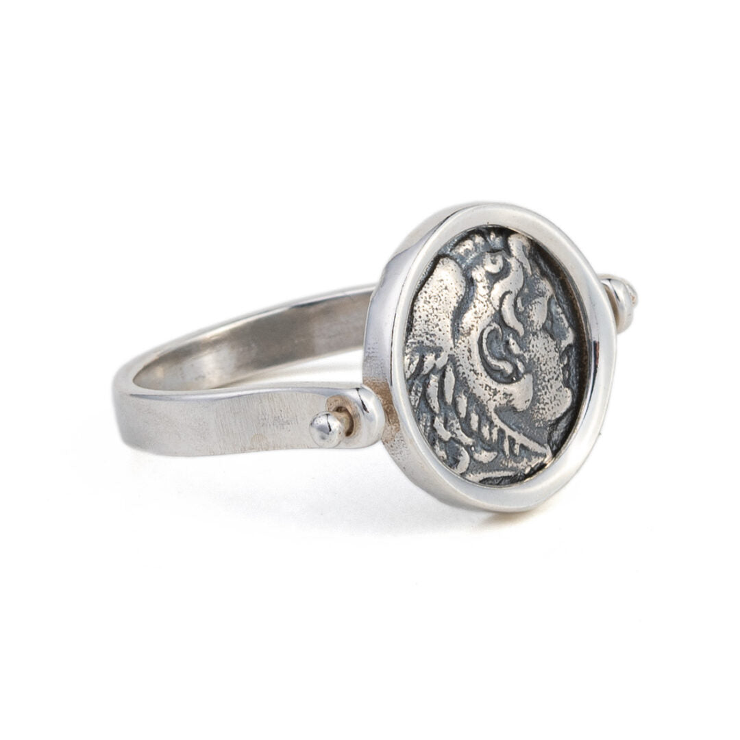 Hercules Swivel Flip Coin Ring – Sterling Silver