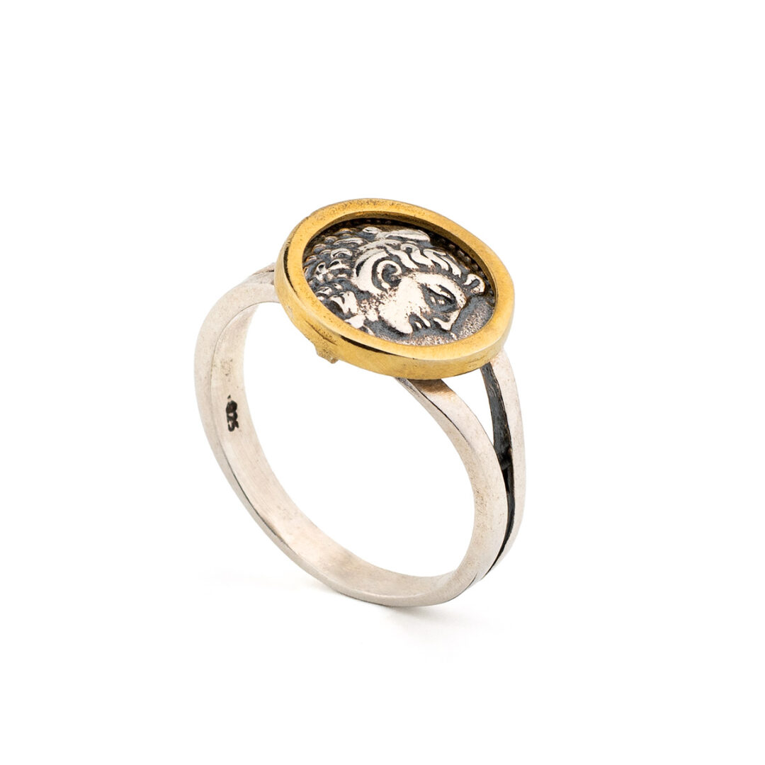 Heracles Coin Ring – Sterling Silver Gold Plated