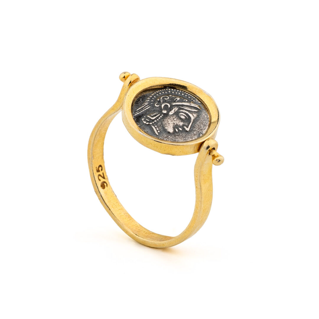 Two-Toned Goddess Athena Ring in 925 Sterling Silver