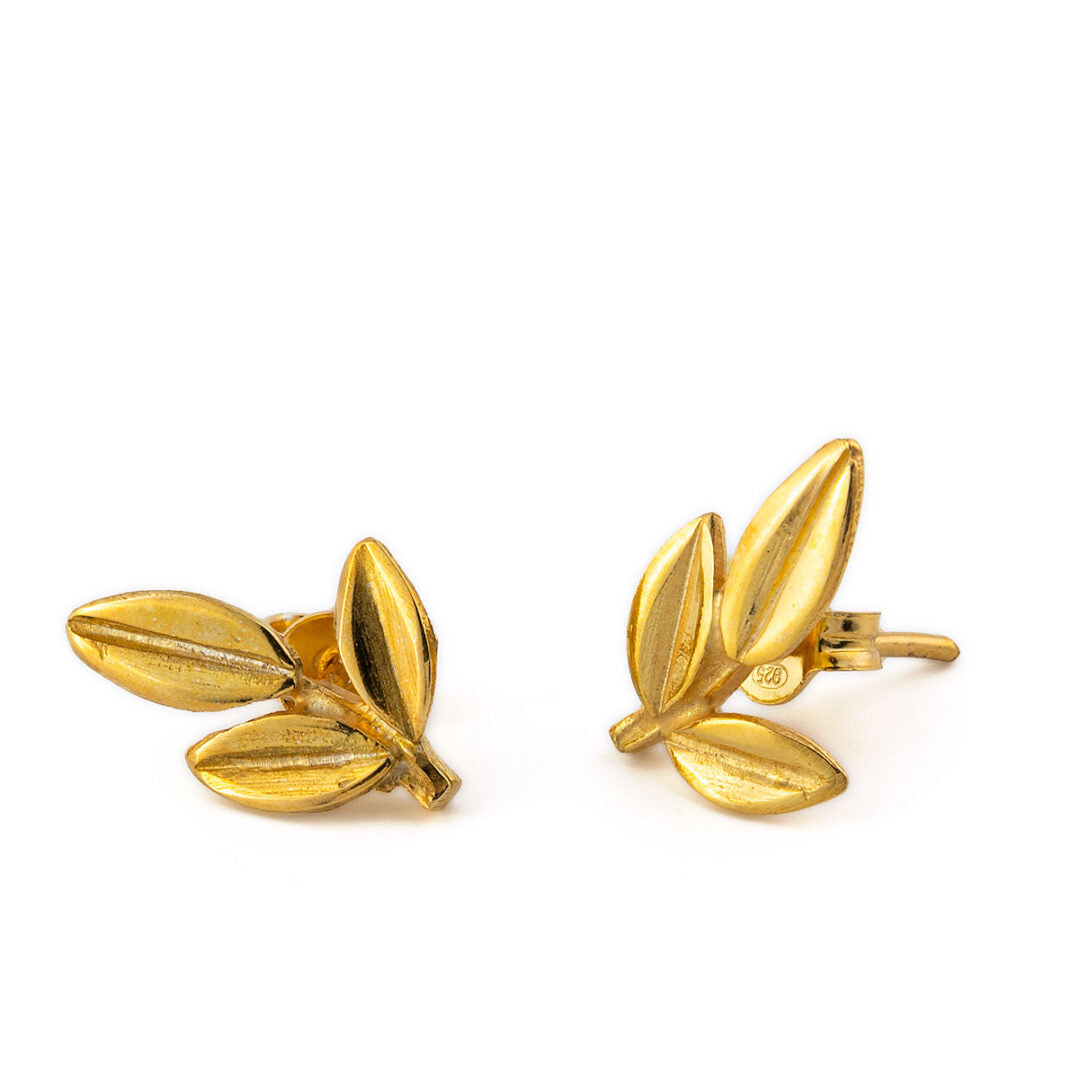 Leaf Stud Earrings – Sterling Silver and Gold Plated