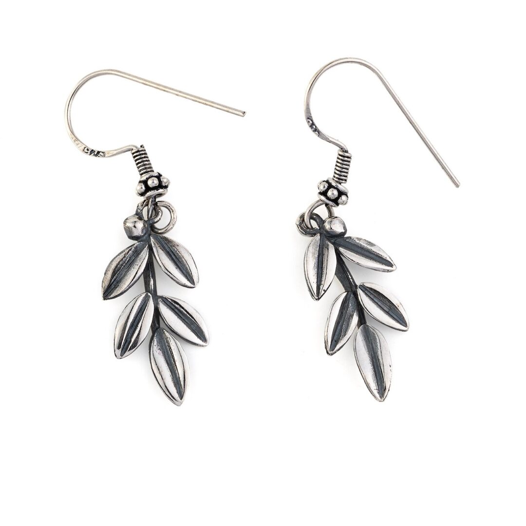 Olive Leaf Dangle earrings - 925 Sterling Silver