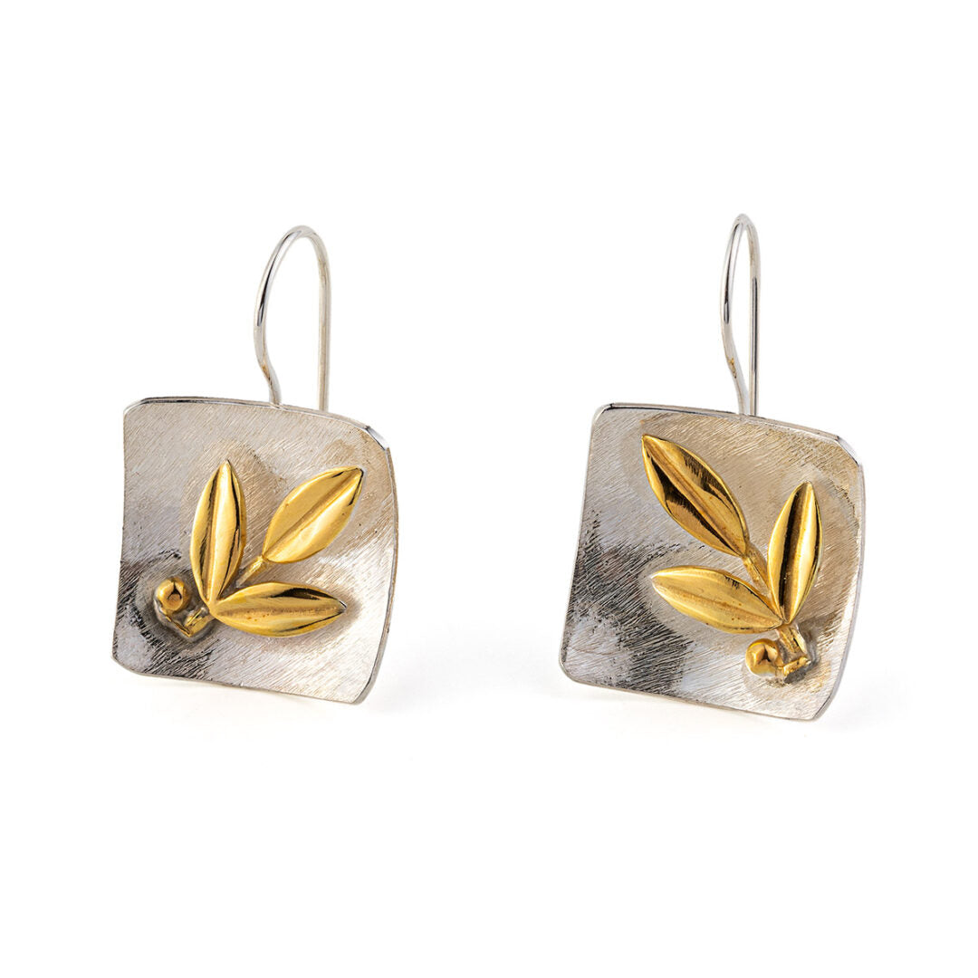 Leaf earrings - 925 Sterling Silver and Gold Plated