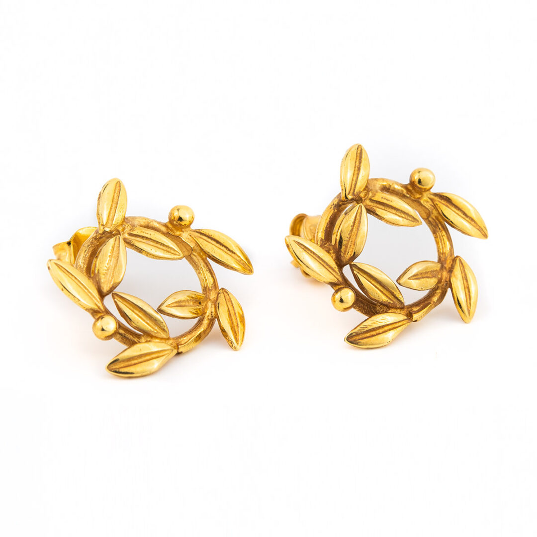 Silver Olive Wreath Ancient Greek Earrings