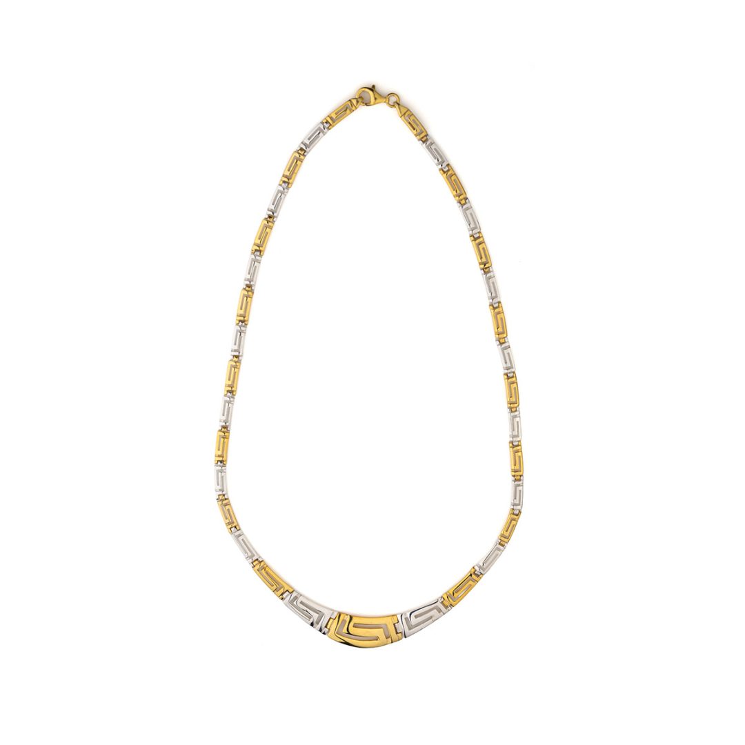 Two Tone Meander Necklace in 925 Sterling Silver