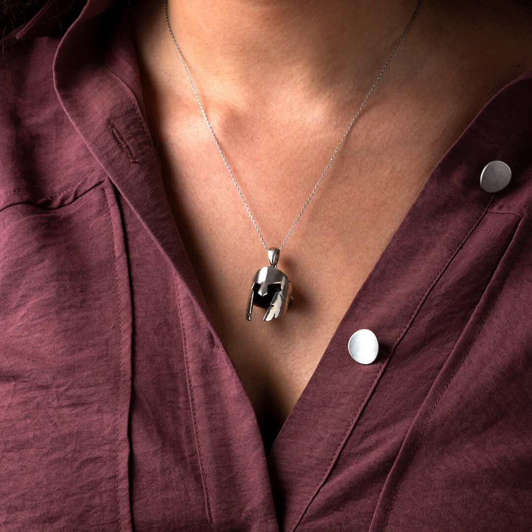 Spartan Helmet Pendant - Sterling Silver and gold plated