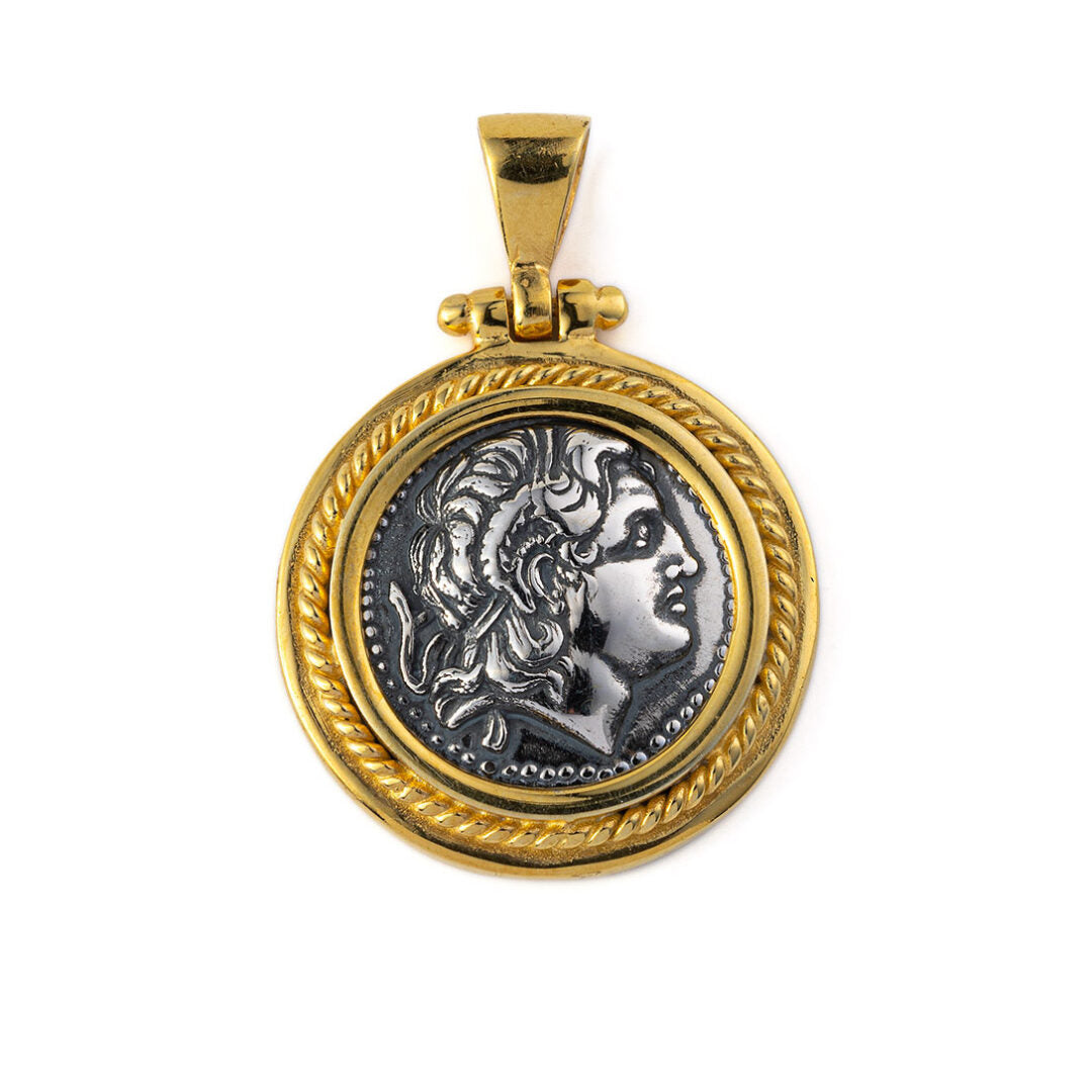 Alexander the Great Pendant - 925 Sterling Silver Gold Plated