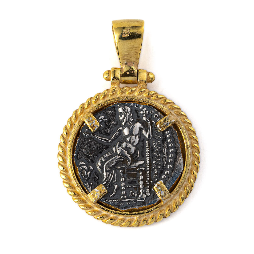 Hercules Coin Pendant - Sterling Silver 925 and Gold Plated