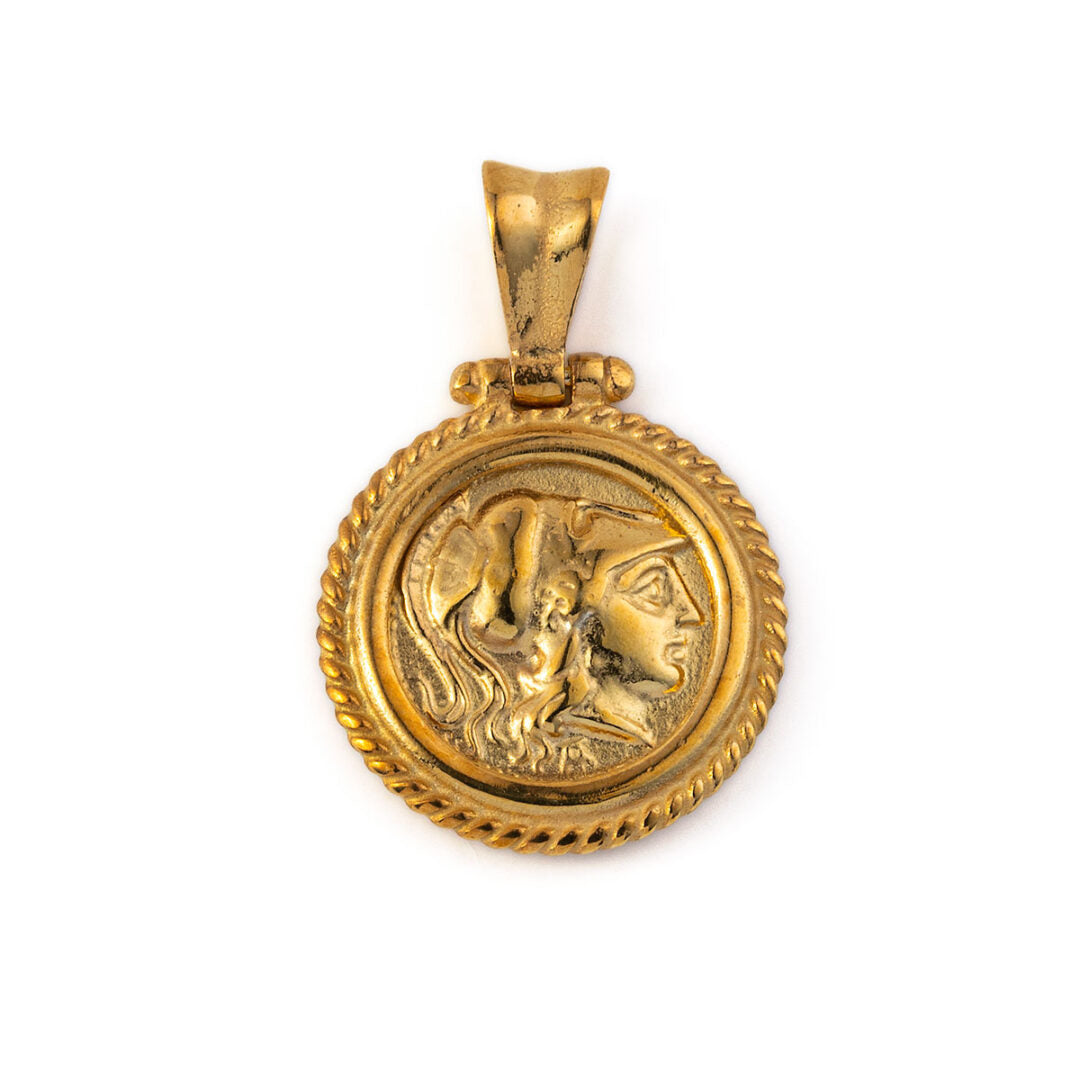 Goddess Athena Pendant - 925 Sterling Silver and Gold Plated