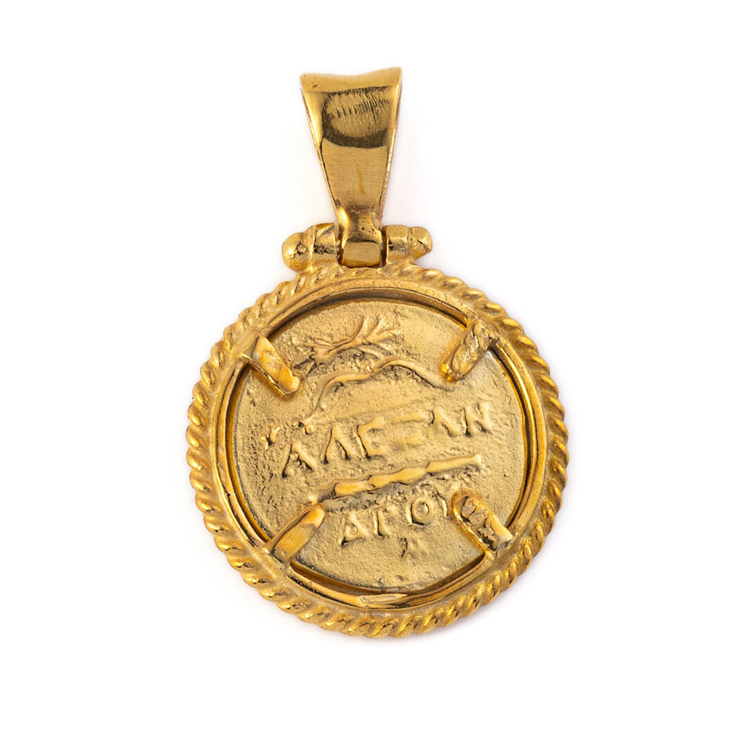 Goddess Athena Pendant - 925 Sterling Silver and Gold Plated