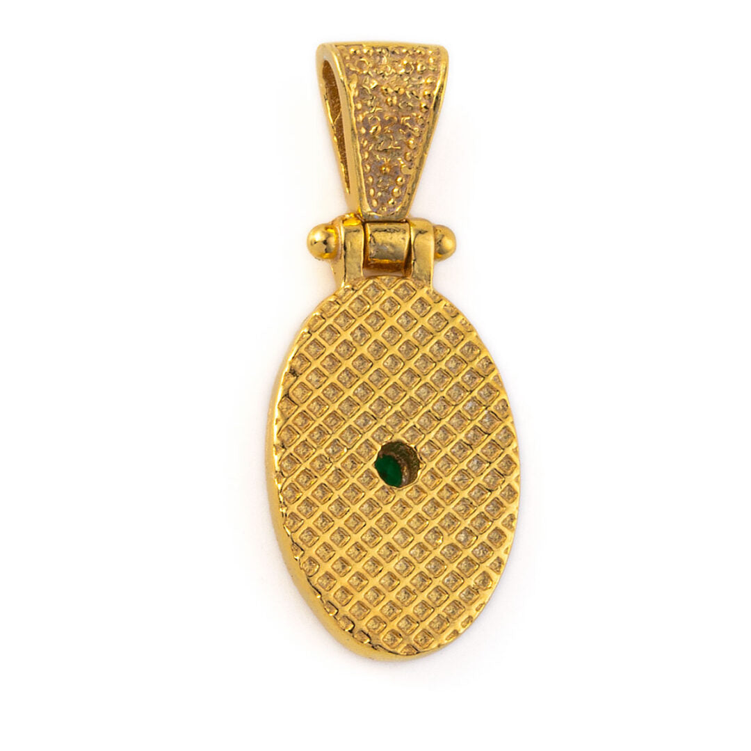 Byzantine Oval Pendant - 925 Sterling Silver Gold Plated Zircon