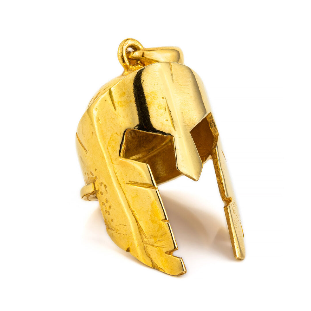 Spartan Helmet Pendant - Sterling Silver and gold plated