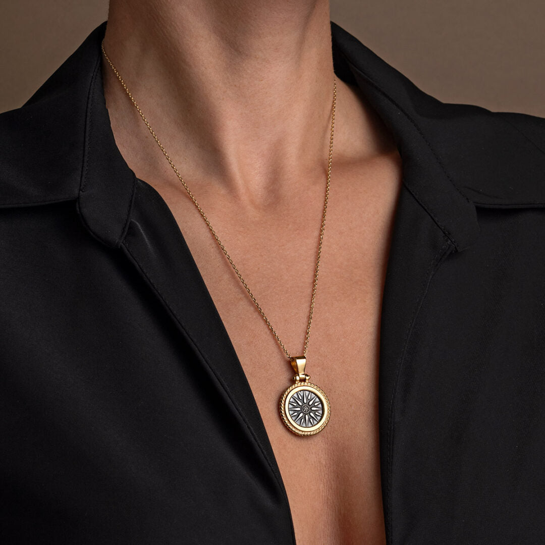 Vergina Star Pendant - 925 Sterling Silver and Gold Plated