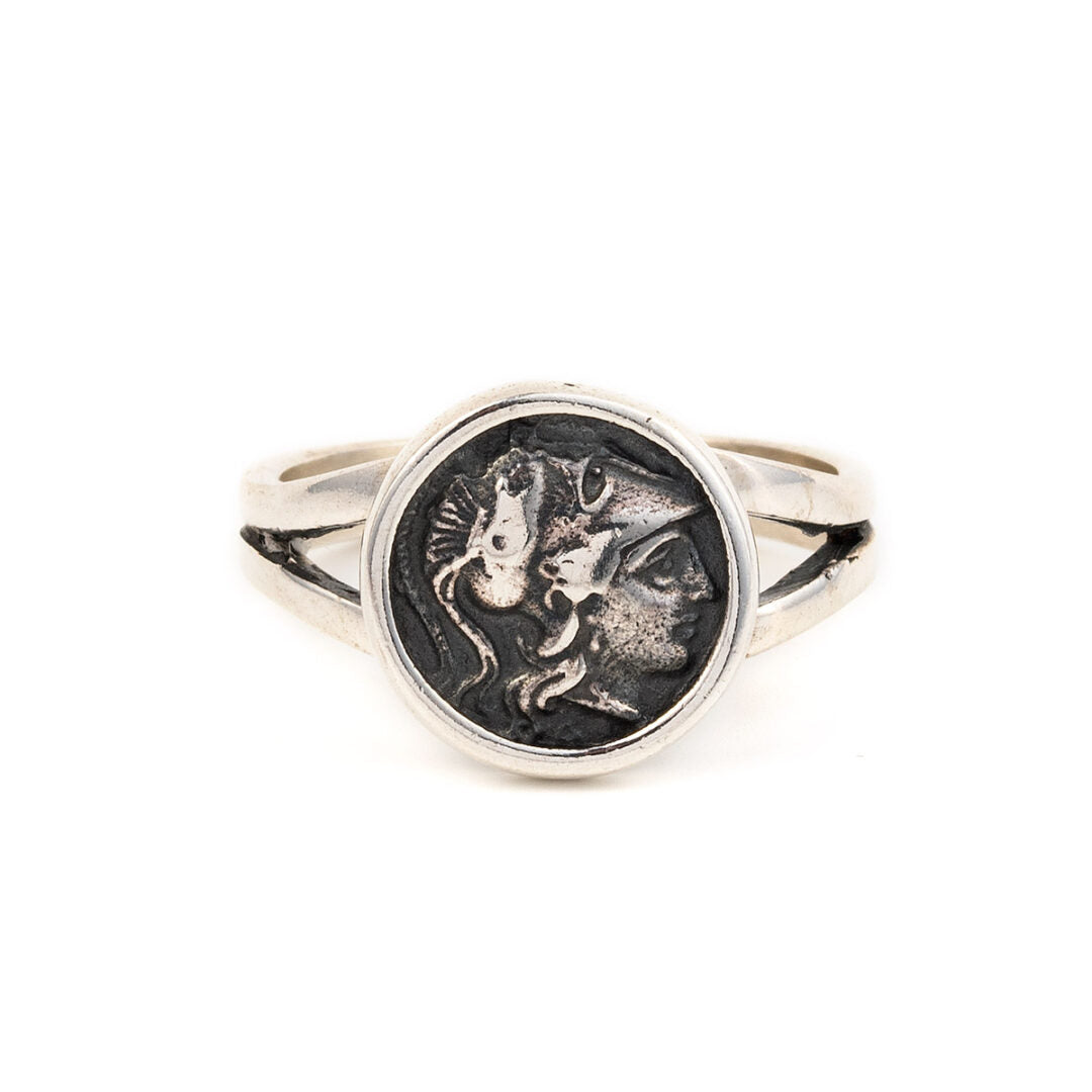 Goddess Athena Coin Ring - Sterling Silver