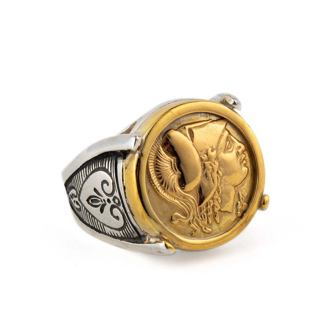 Athena Coin Ring - 925 Sterling Silver and Gold Plated