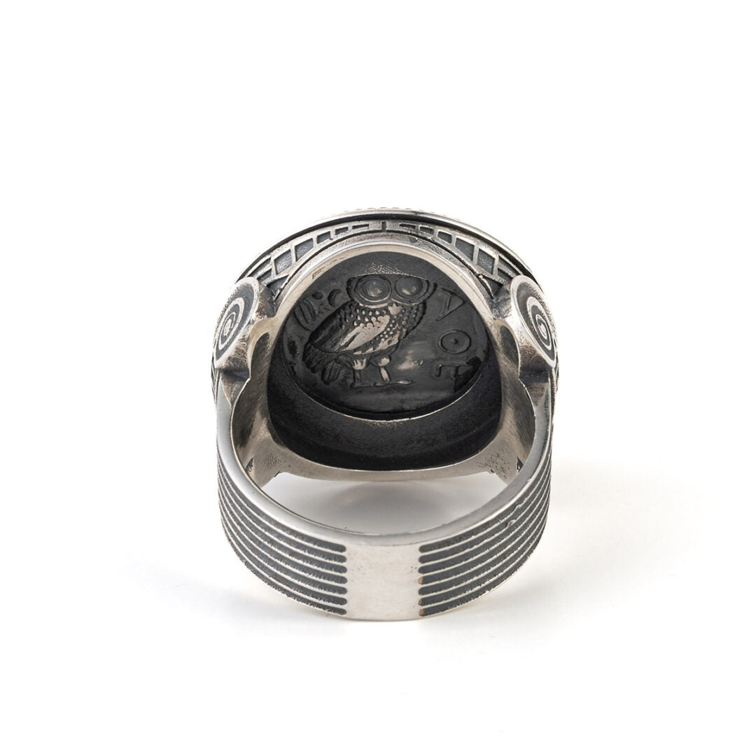 Athena & Owl Coin Ring - 925 Sterling Silver