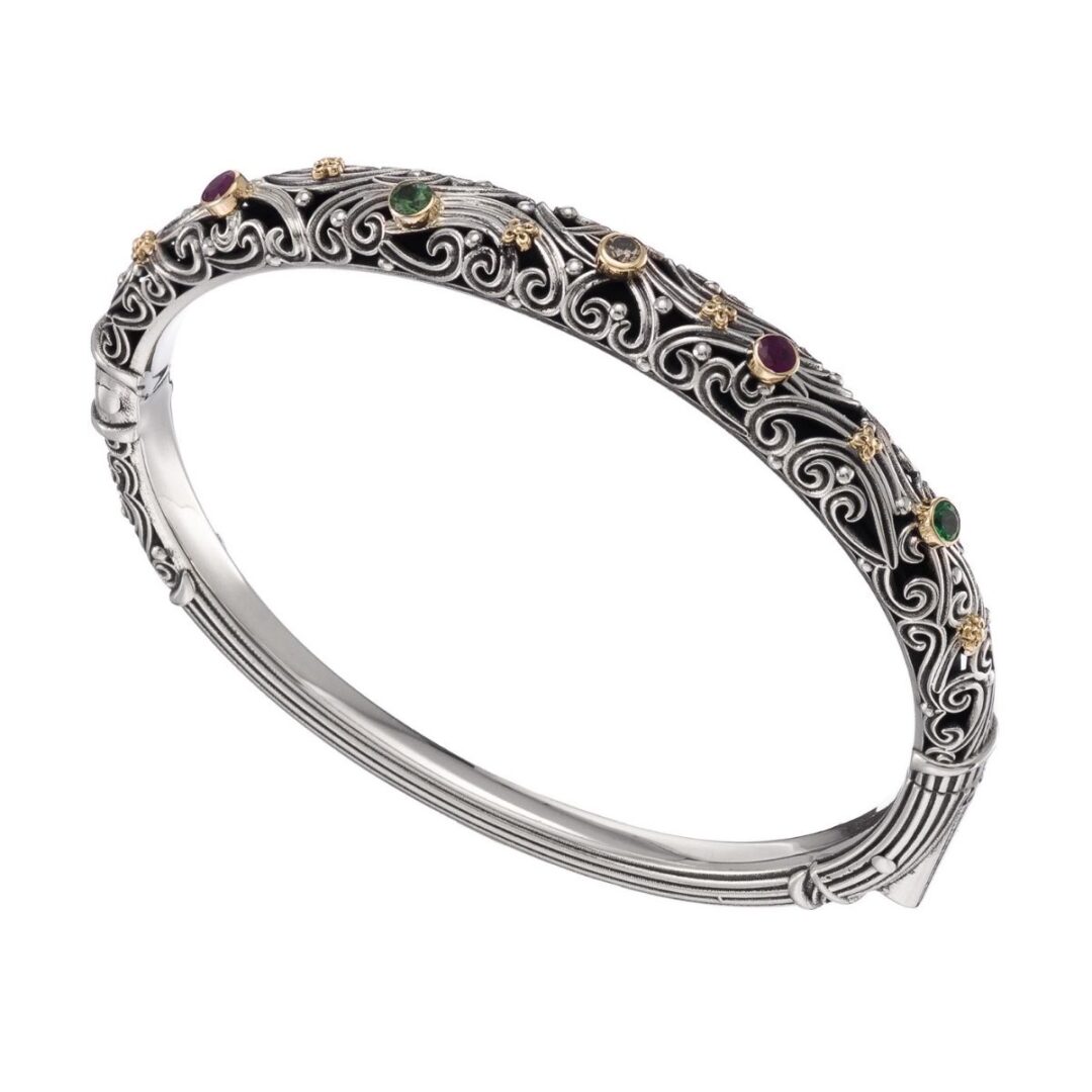 Kynthia Bracelet multi colors Gemstones in 18K Gold and Sterling Silver