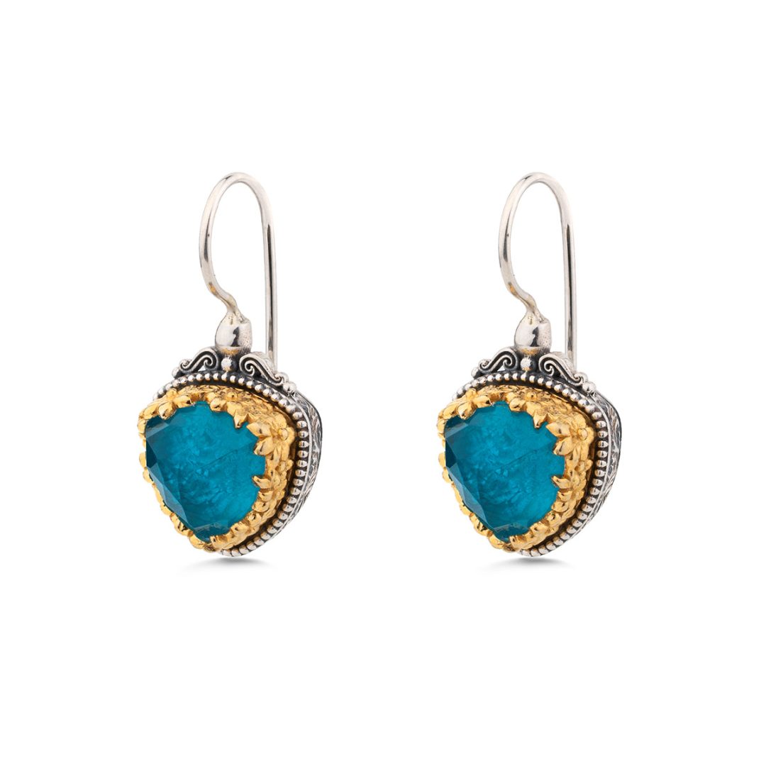 Gerochristo - Iris Triangle Earrings in 925 Sterling Silver with Pariba Doublet Stone