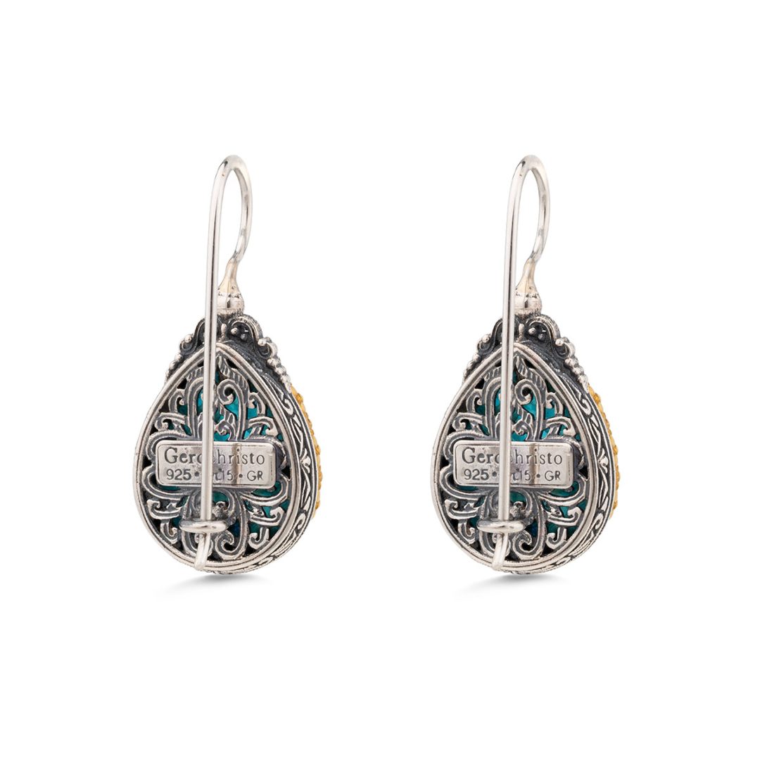Gerochristo - Iris Teardrop Earrings in 925 Sterling Silver with Apatite Stone