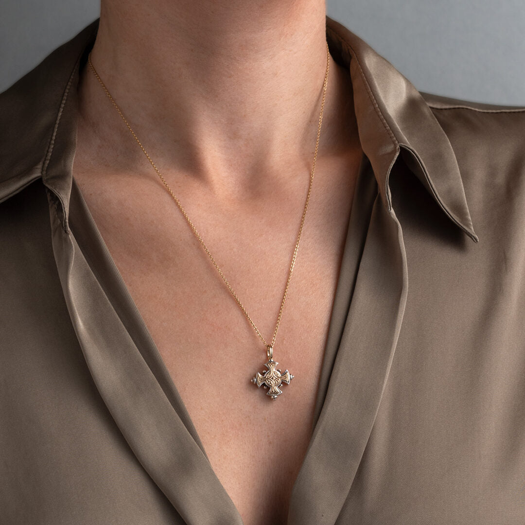 Gerochristo - Cyclades Cross in 18K Gold and Sterling Silver