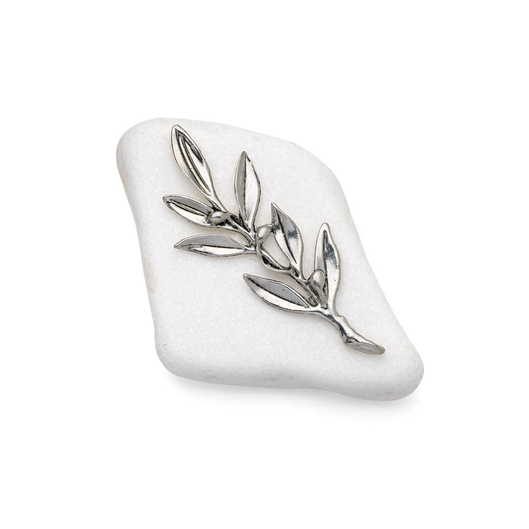 Elegant Olive Branch on Thassos Marble