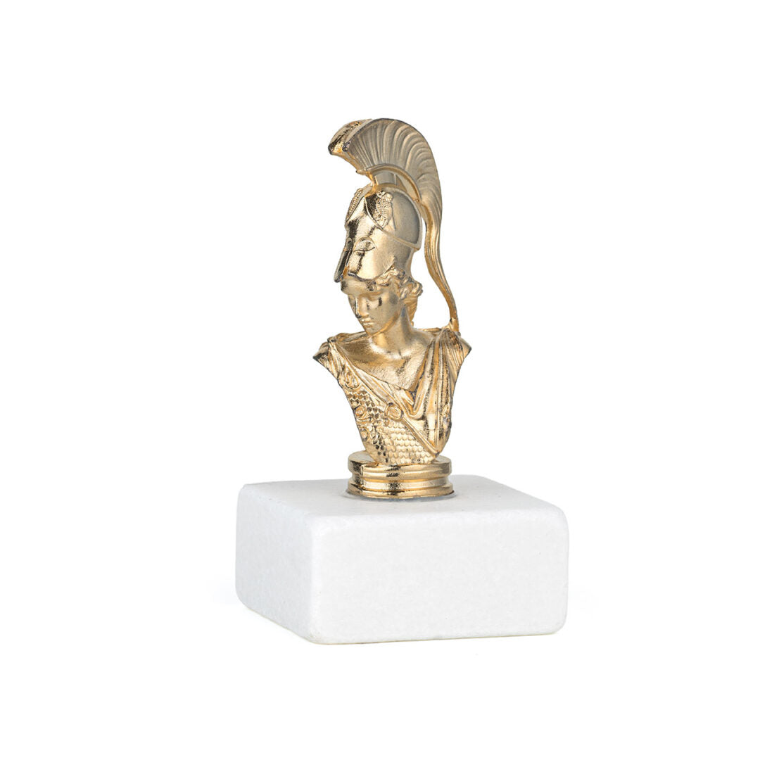 Athena Bust on Thassos Marble – Gold-Plated with Stainless Steel