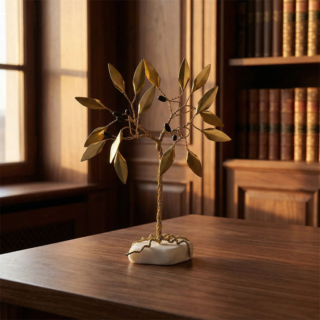 Olive Tree with Roots Stand on Marble Stone