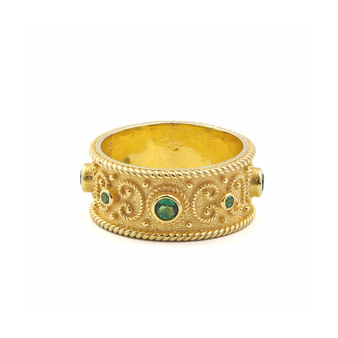 Byzantine Ring with Green Zircon Stone